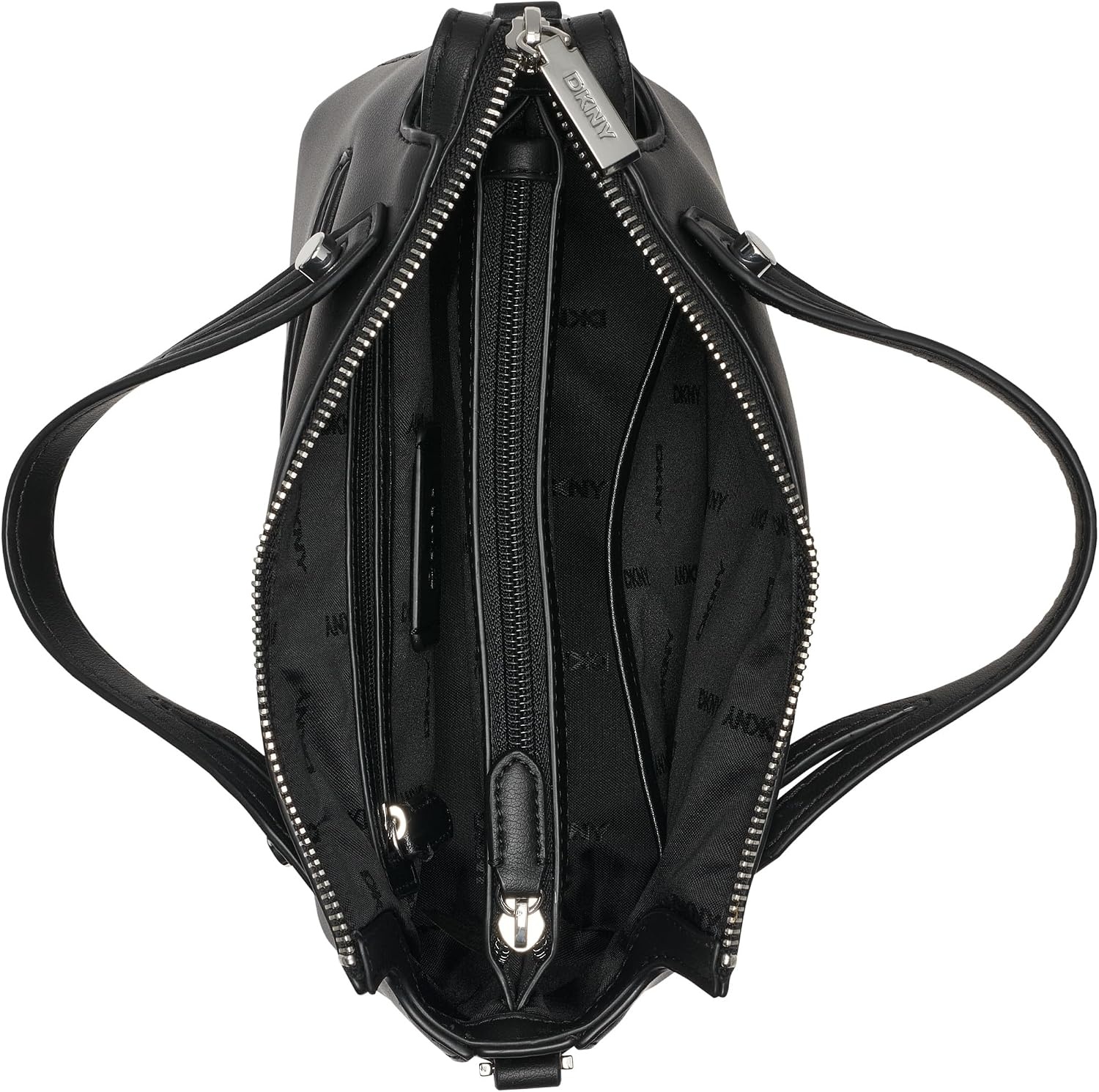 image:imageDKNY Womens Louisa Small Satchel Bag With Adjustable Straps and Logo TagBlackSilver
