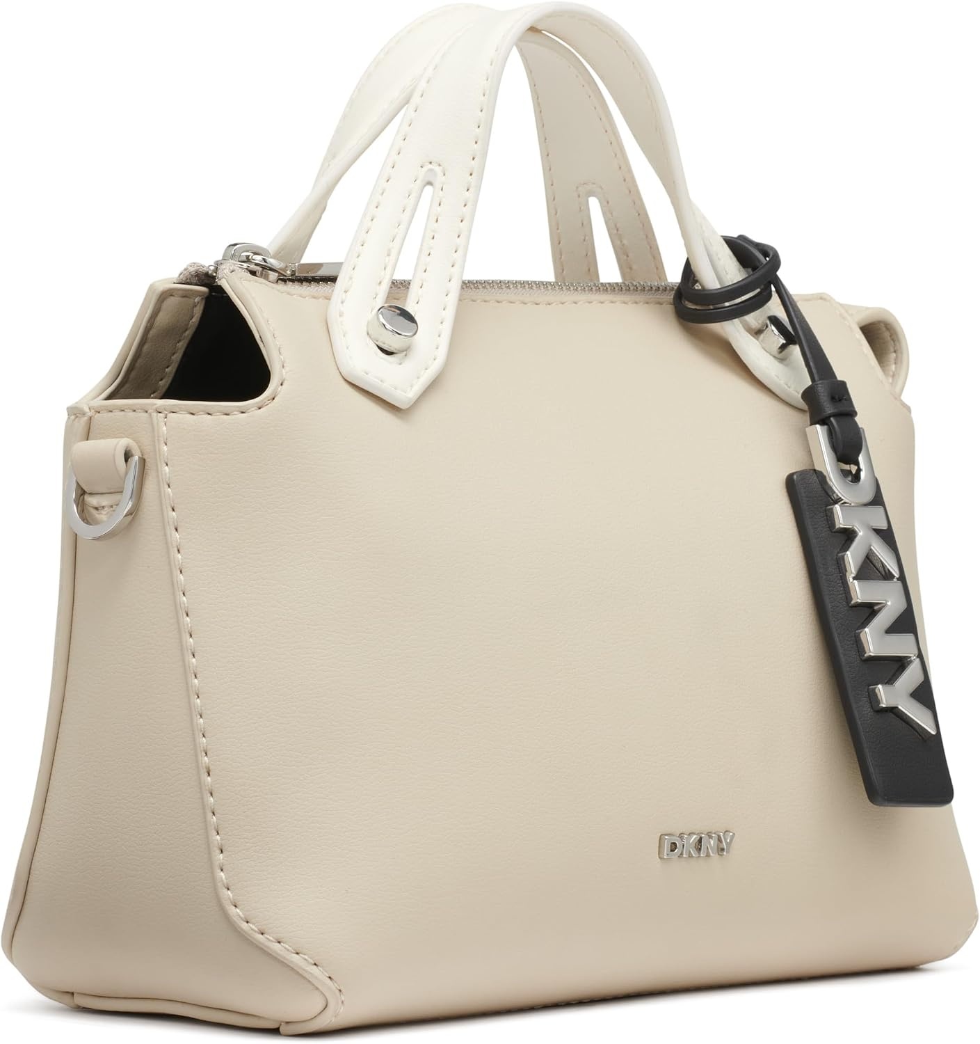 image:imageDKNY Womens Louisa Small Satchel Bag With Adjustable Straps and Logo TagLight Taupe Combo