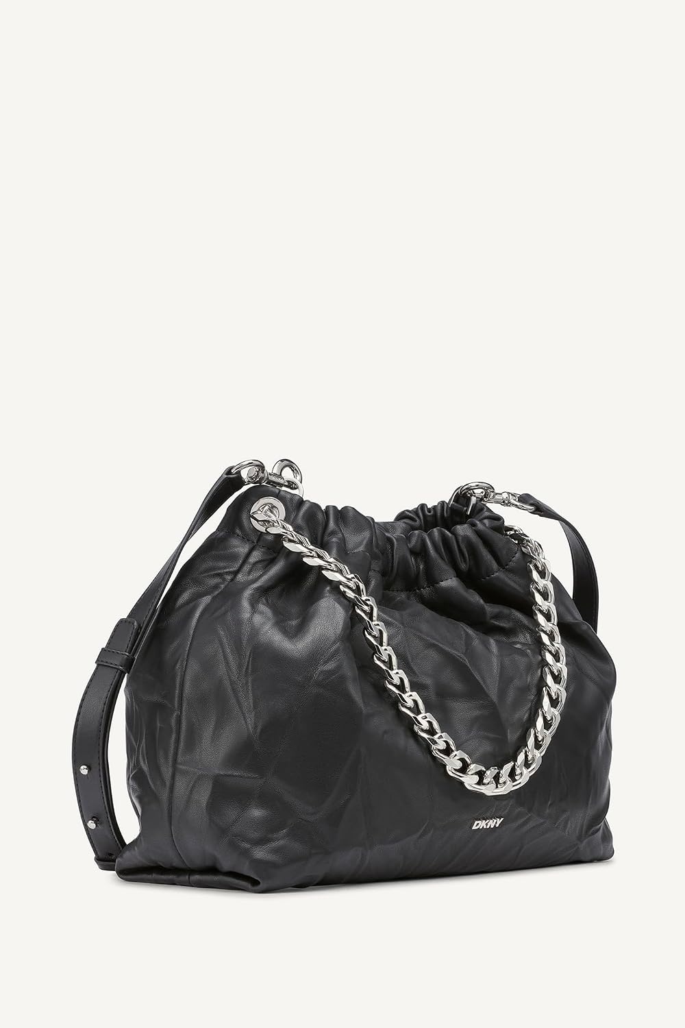 image:imageDKNY Womens Lumi Slouchy CrossbodyBlackSilver