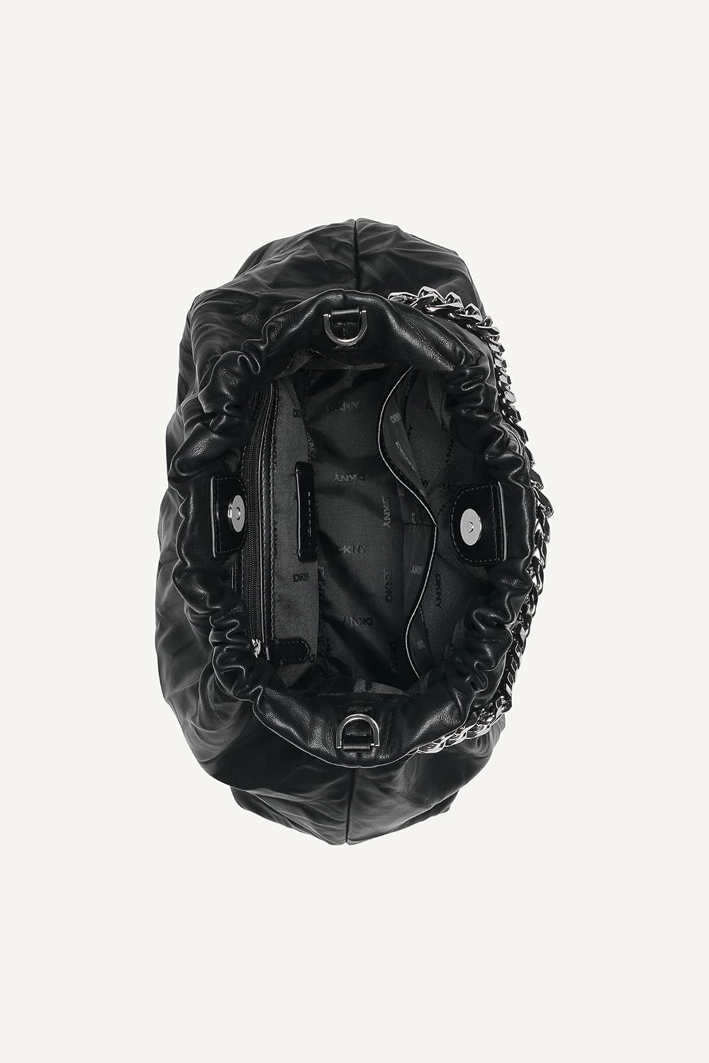 image:imageDKNY Womens Lumi Slouchy CrossbodyBlackSilver