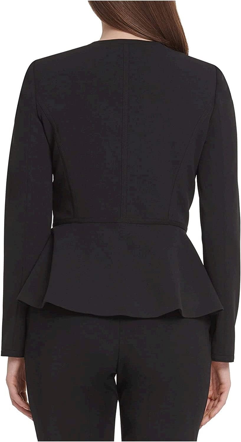 image:imageDKNY Womens Peplum Zip Front Blazer JacketBlackGold