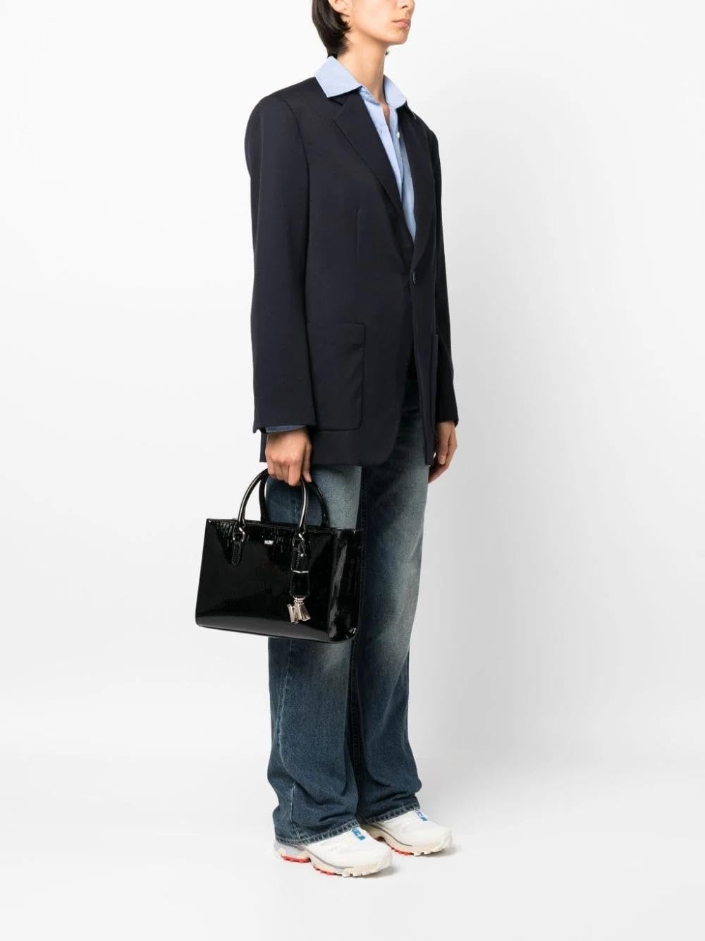 image:imageDKNY Womens Perri Satchel with Logo CharmBlackGold Combo