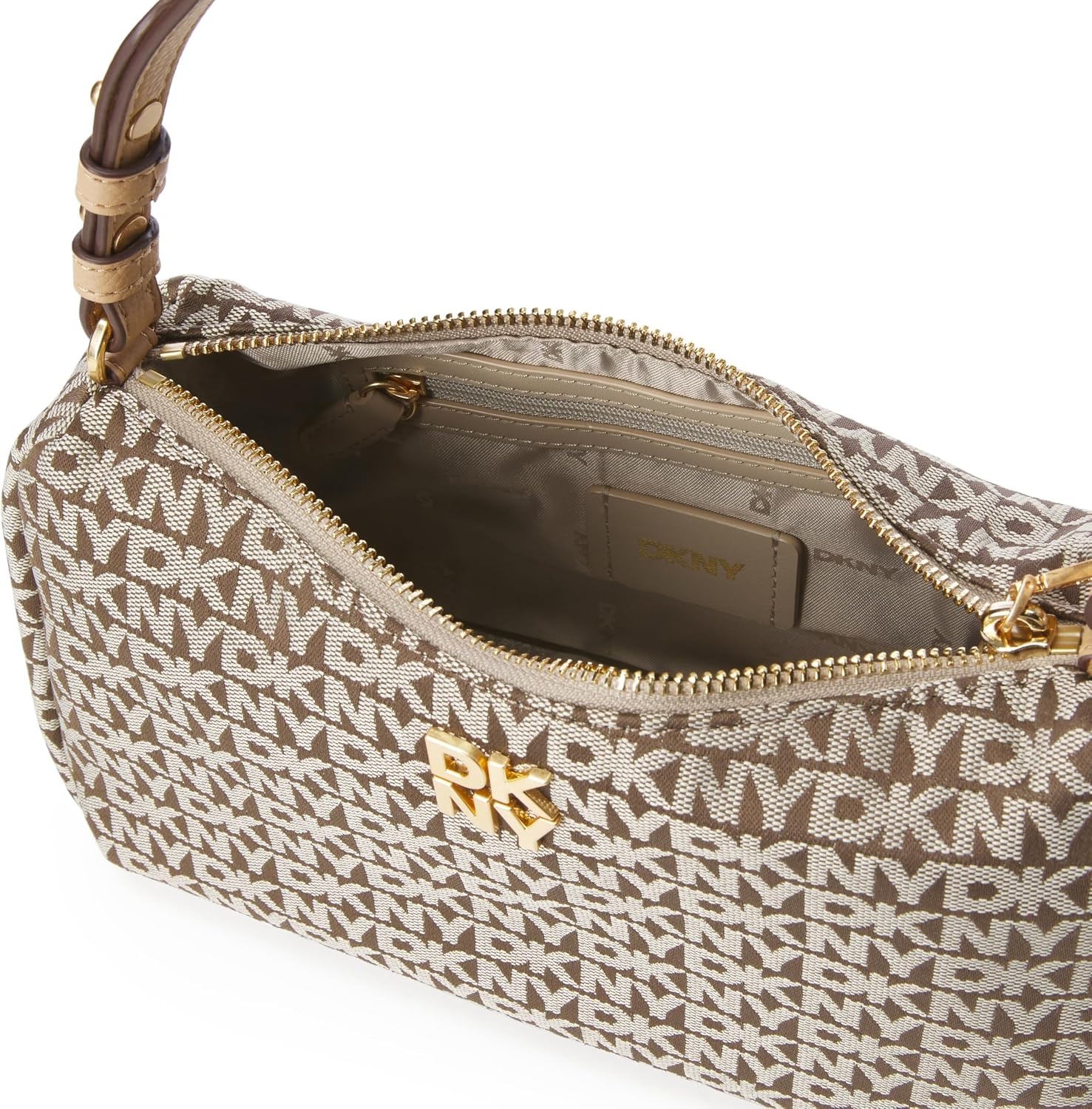image:imageDKNY Womens Remy Printed Shoulder BagChinoCappuccino