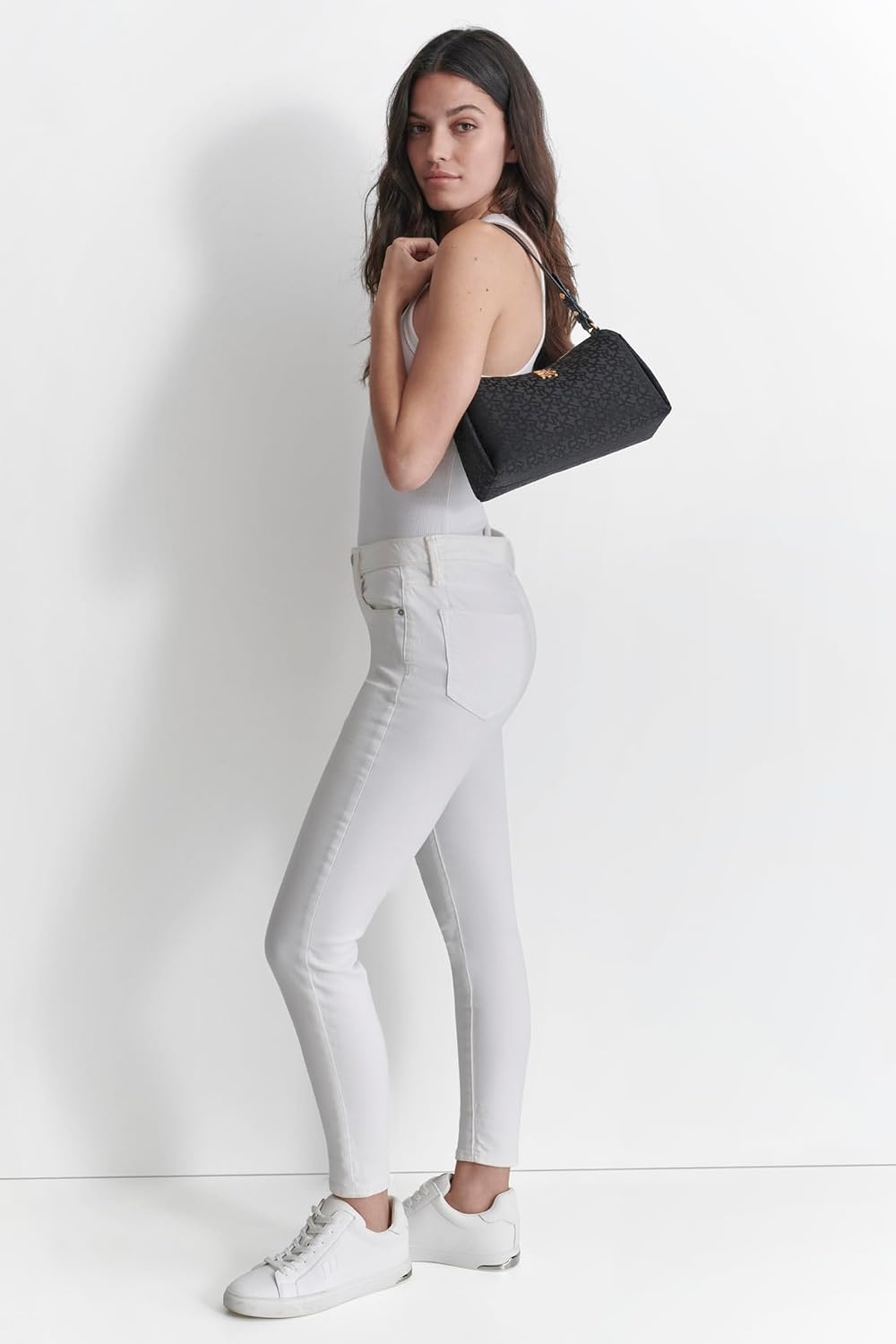image:imageDKNY Womens Remy Printed Shoulder BagJet BlackBlack