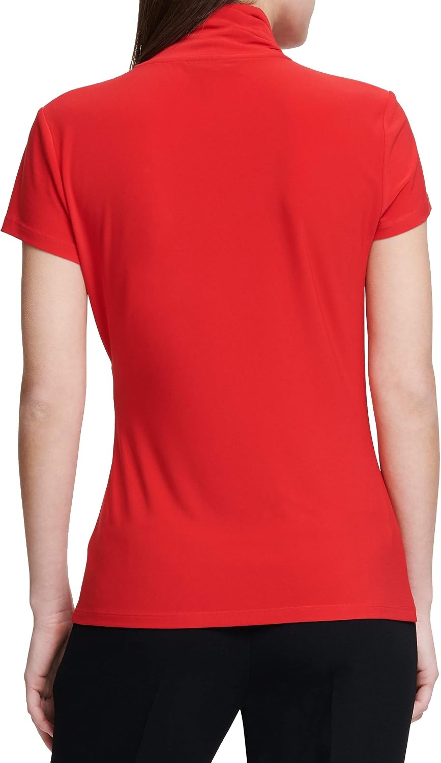 image:imageDKNY Womens Short Sleeve Cross Front Suit BlousePoppy