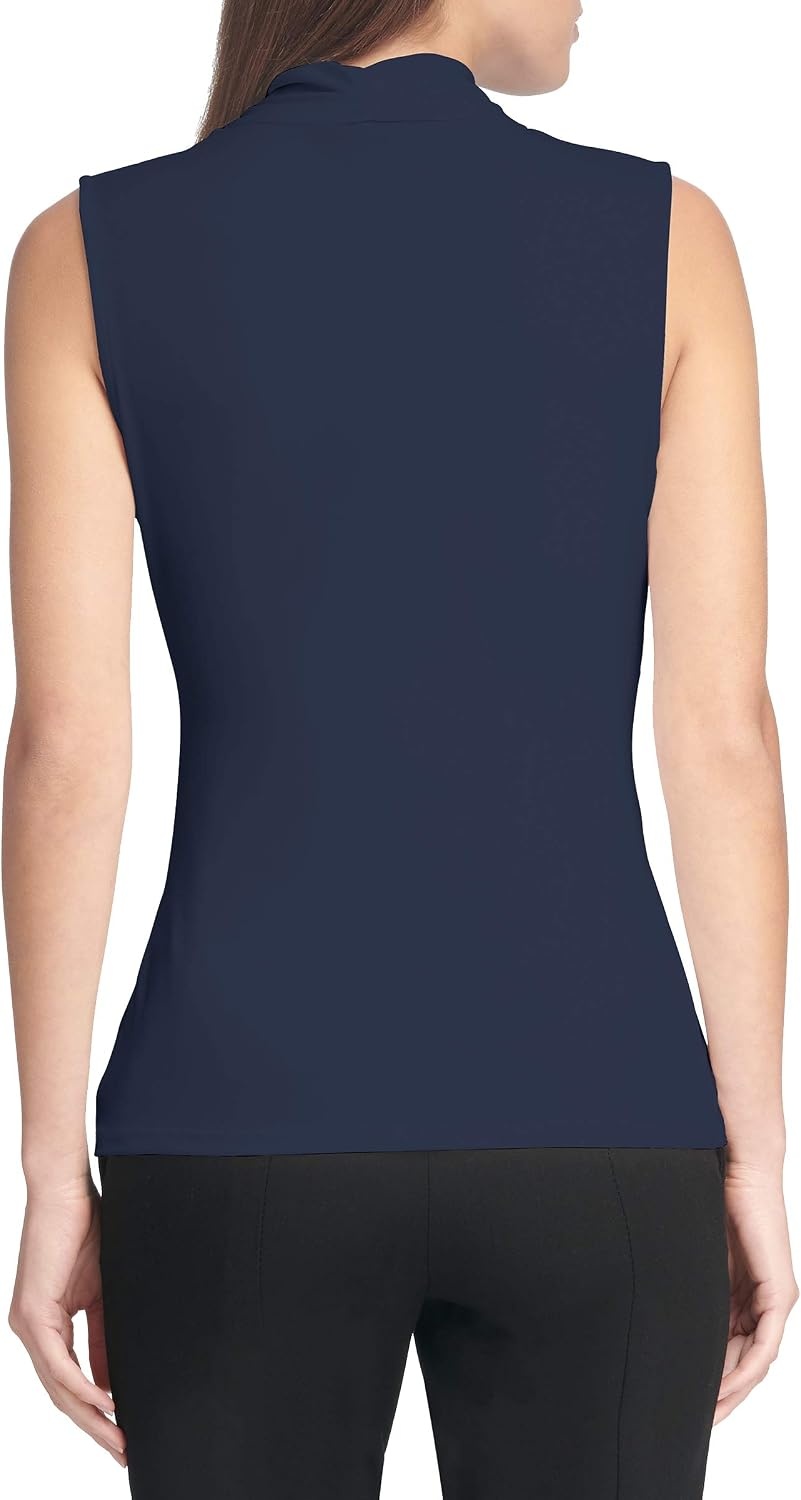 image:imageDKNY Womens Sleeveless Crossover BlouseClassic Navy