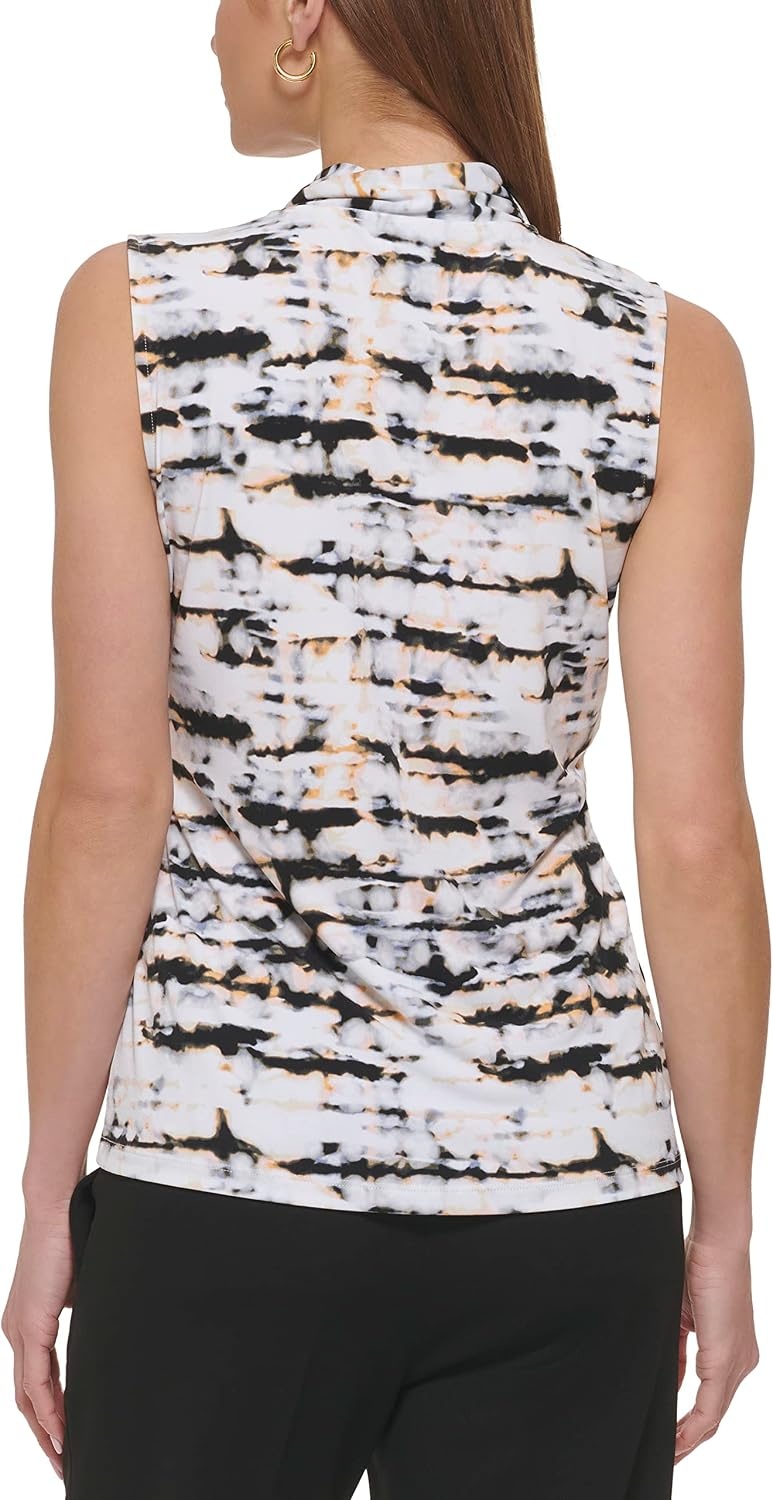 image:imageDKNY Womens Sleeveless Crossover BlouseSand