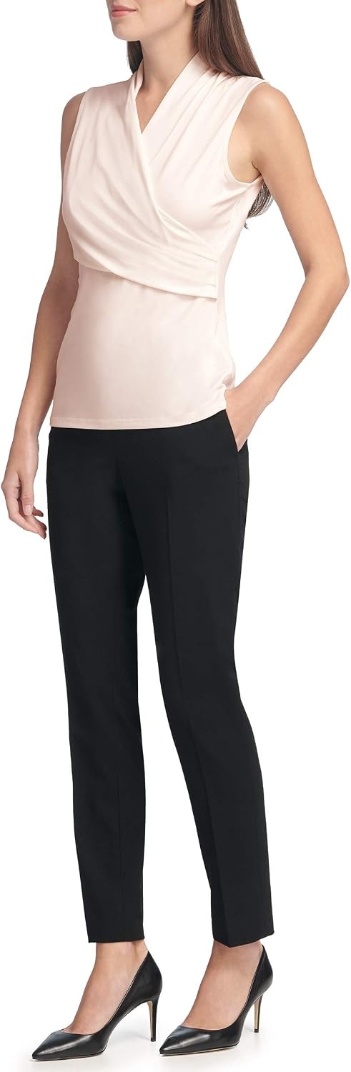 image:imageDKNY Womens Sleeveless Crossover BlouseShell
