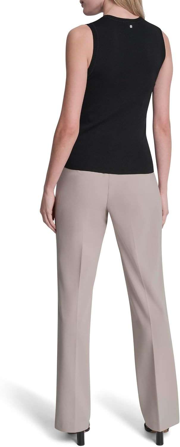 image:imageDKNY Womens Sleeveless Sweater with VNeck Sheer PanelBlack