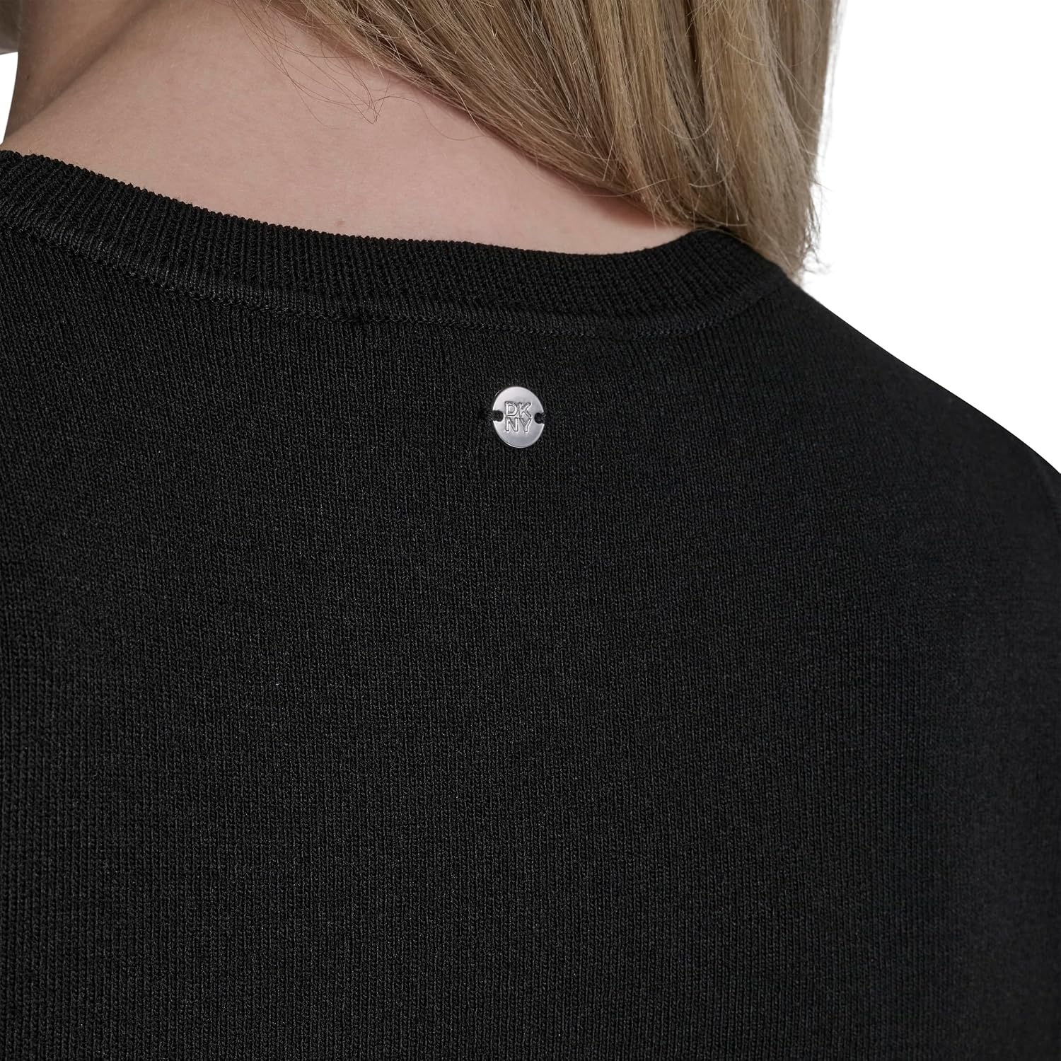 image:imageDKNY Womens Sleeveless Sweater with VNeck Sheer PanelBlack