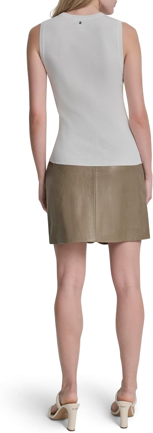 image:imageDKNY Womens Sleeveless Sweater with VNeck Sheer PanelIvory