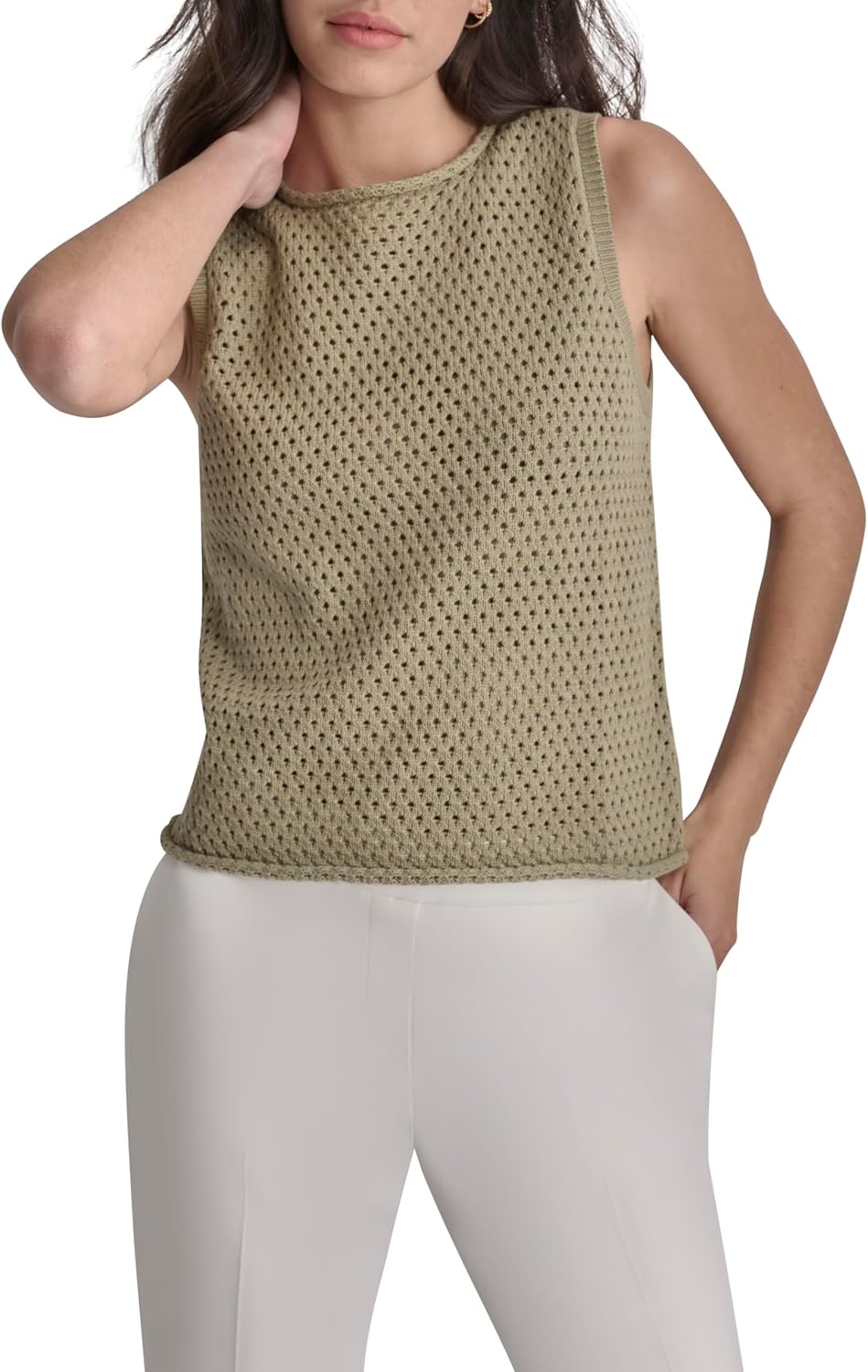 image:imageDKNY Womens Sleeveless Tank Top BlouseLight Fatigue