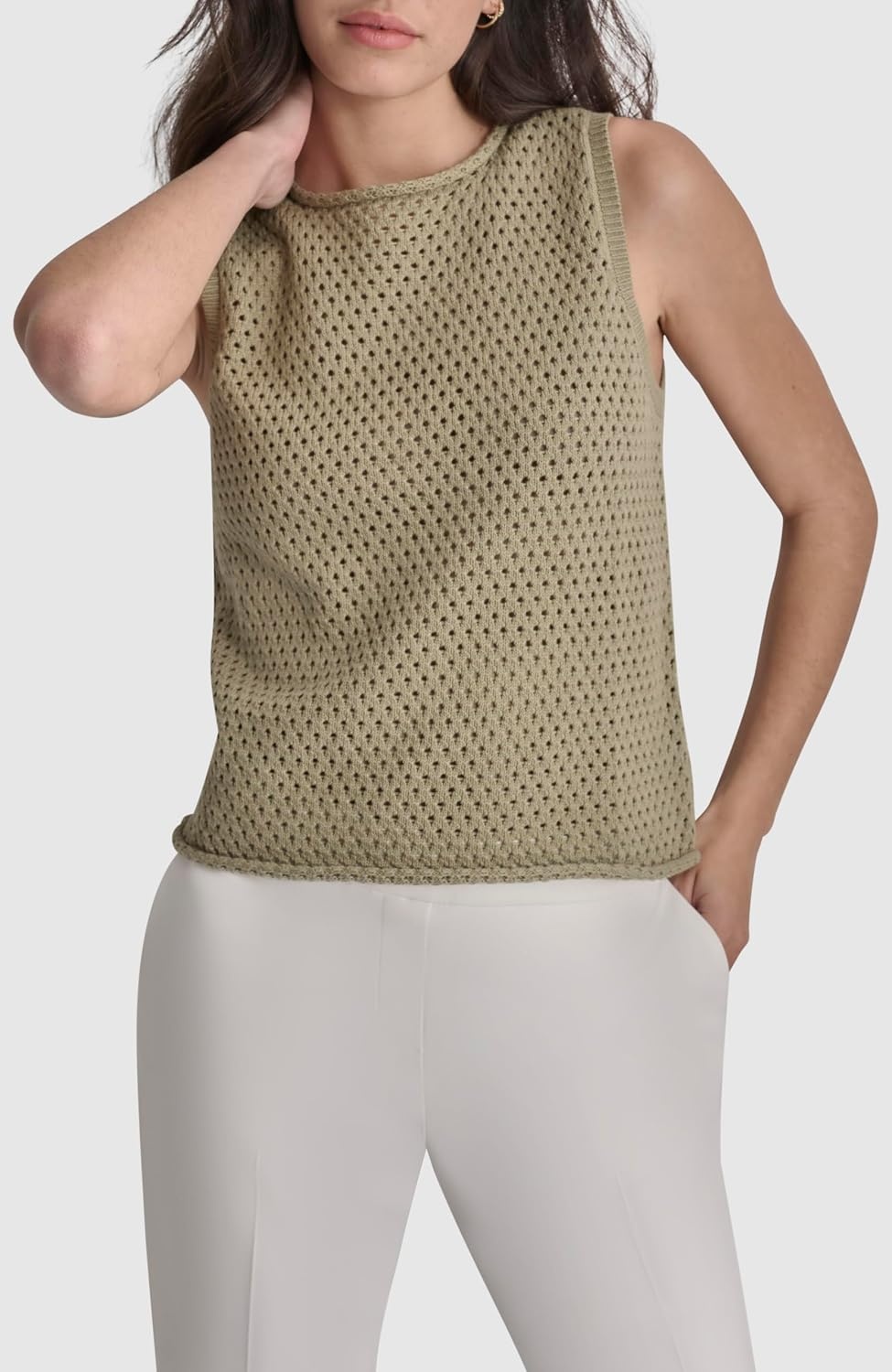 image:imageDKNY Womens Sleeveless Tank Top BlouseLight Fatigue