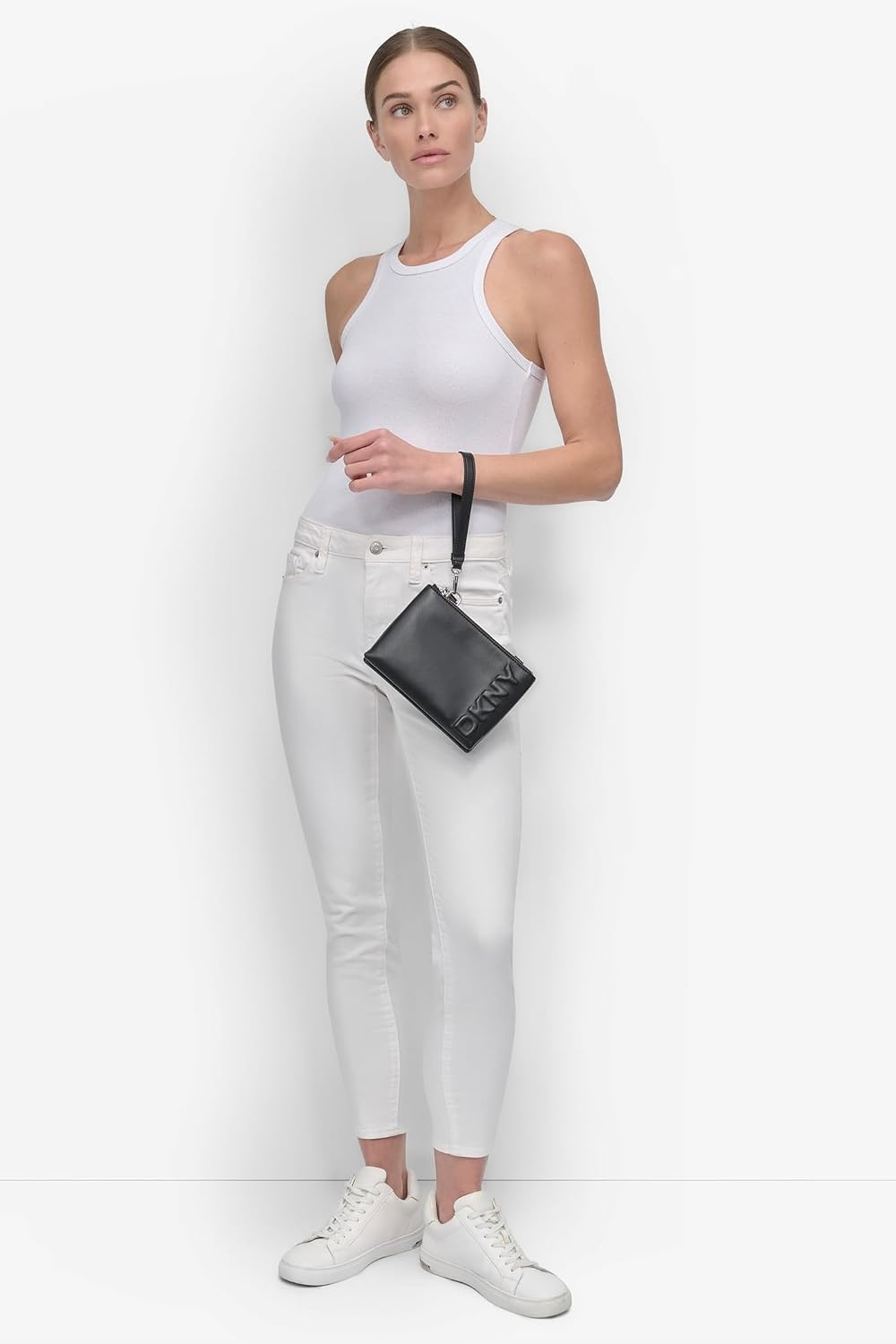 image:imageDKNY Womens Tinsley Small Wristlet CrossbodyBlackSilver