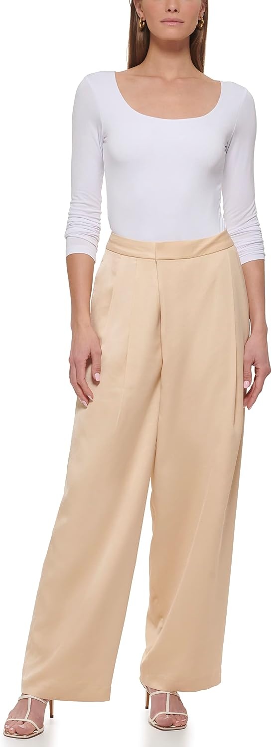 image:imageDKNY Womens Wide Leg Suit PantSand