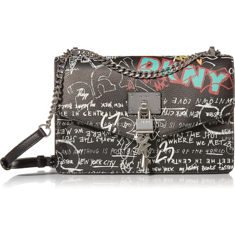 image:imageDKNY Womens Elissa Leather Shoulder Bag with Logo Charm