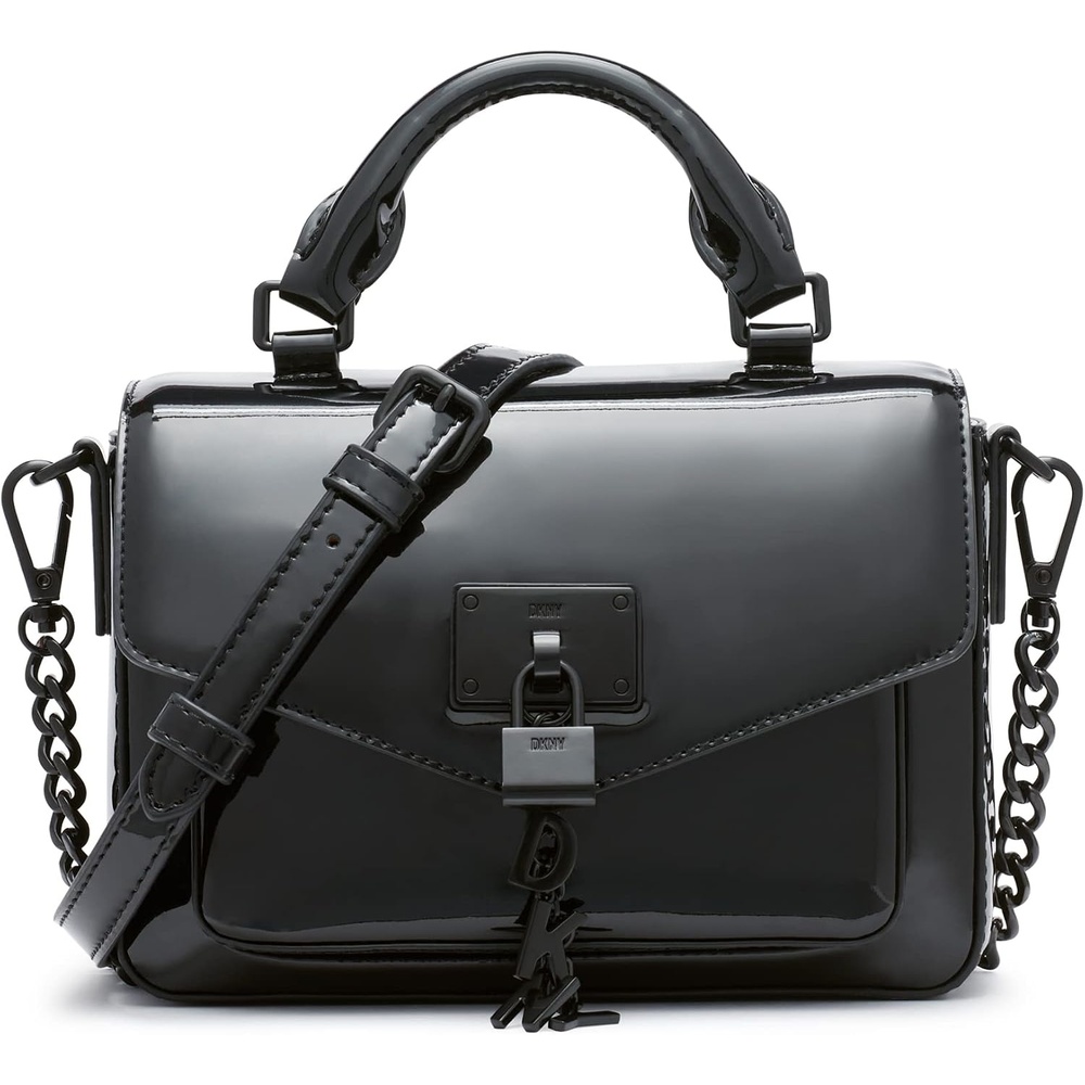 image:imageDKNY Womens Elissa Mini Satchel With Logo CharmBlackBlack