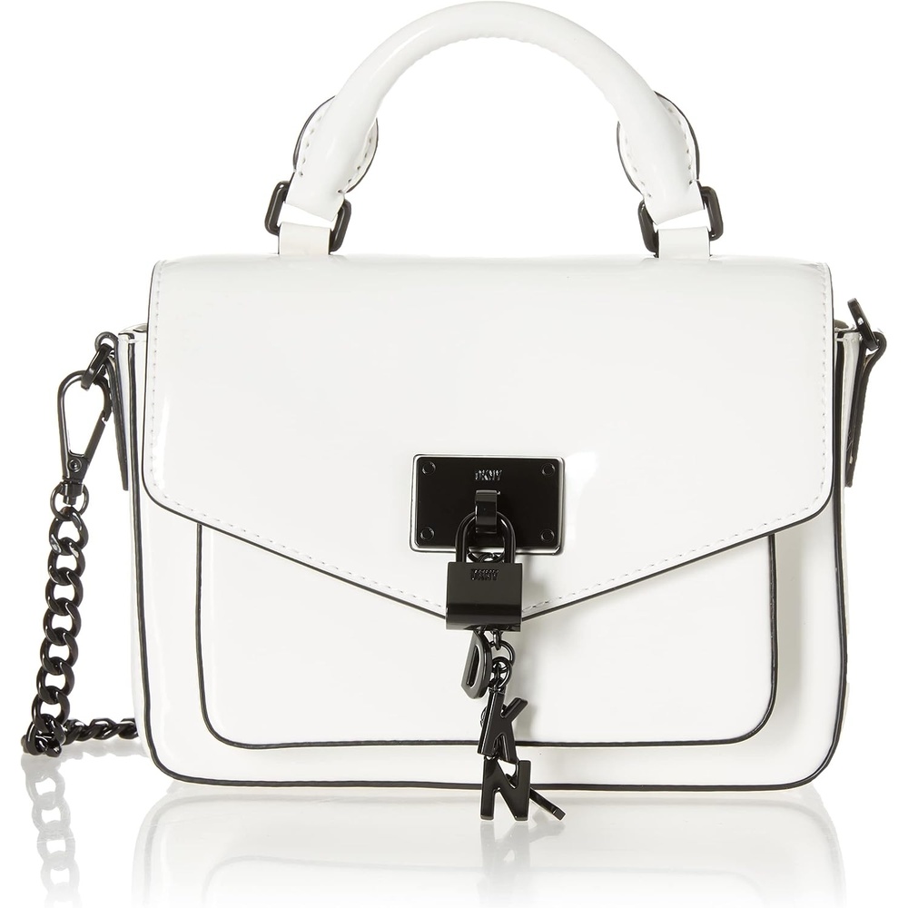 image:imageDKNY Womens Elissa Mini Satchel With Logo CharmOptic White