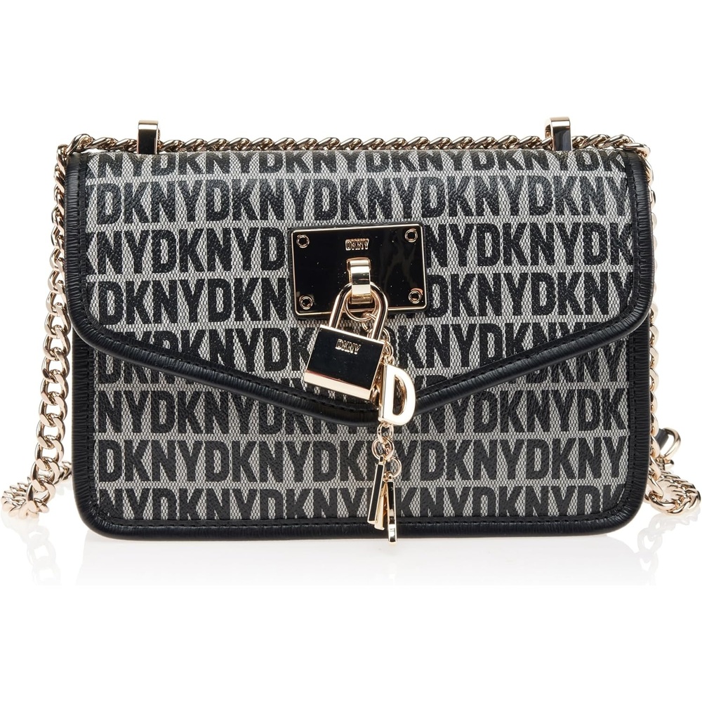 image:imageDKNY Womens Elissa Small Shoulder Bag with Logo CharmBlack Logo Black