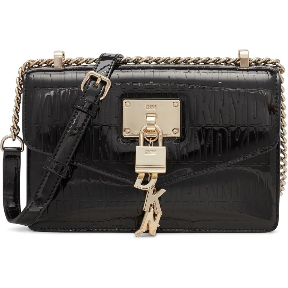 image:imageDKNY Womens Elissa Small Shoulder Bag with Logo CharmBlackGold Tone