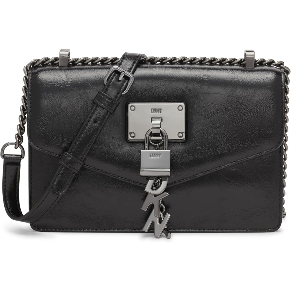 image:imageDKNY Womens Elissa Small Shoulder Bag with Logo CharmBlackGunmetal Legacy