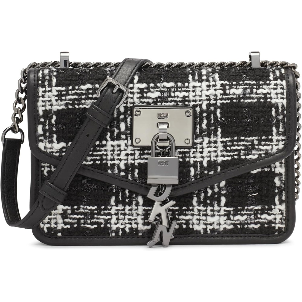 image:imageDKNY Womens Elissa Small Shoulder Bag with Logo CharmBlackWhite