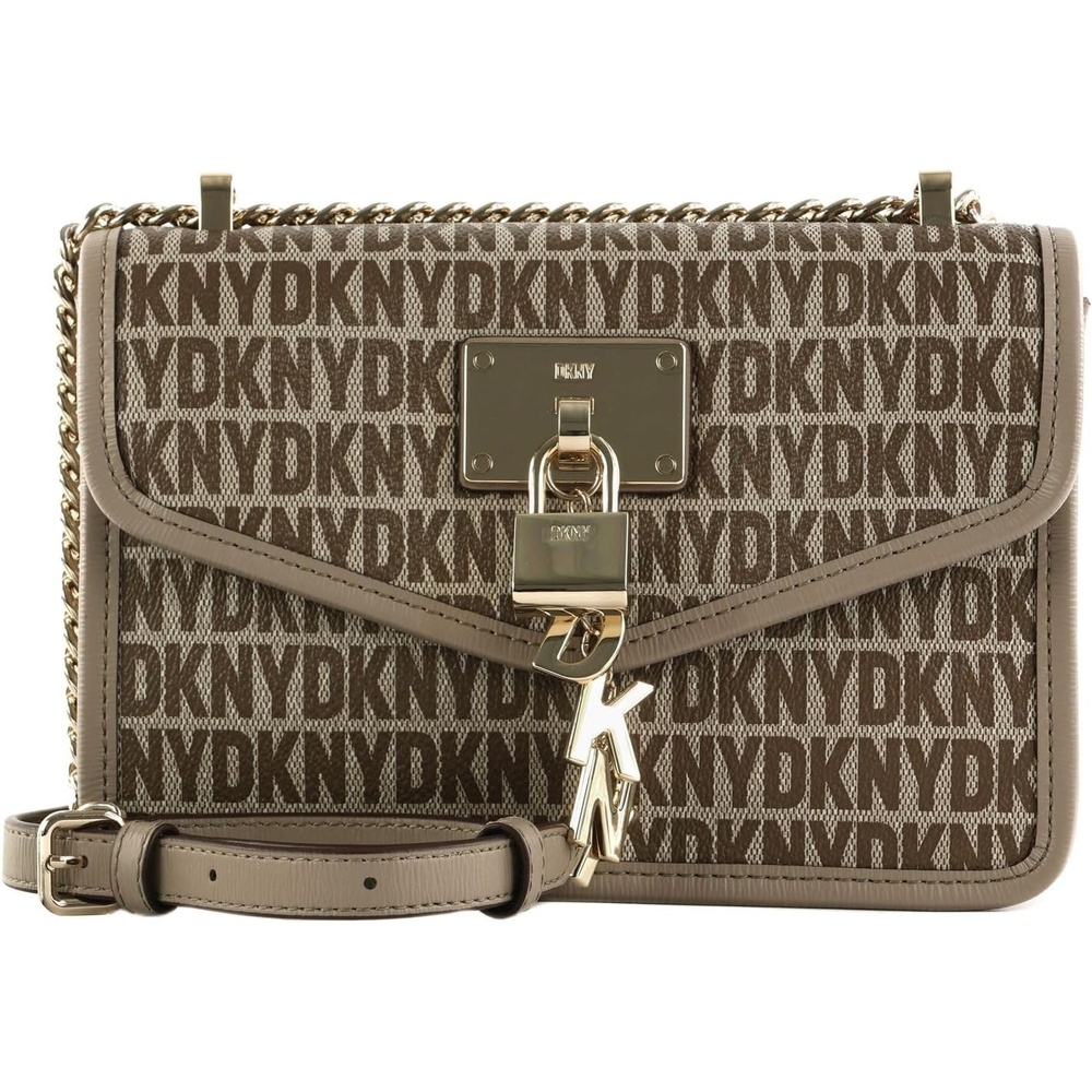 image:imageDKNY Womens Elissa Small Shoulder Bag with Logo CharmChinoToffee Legacy