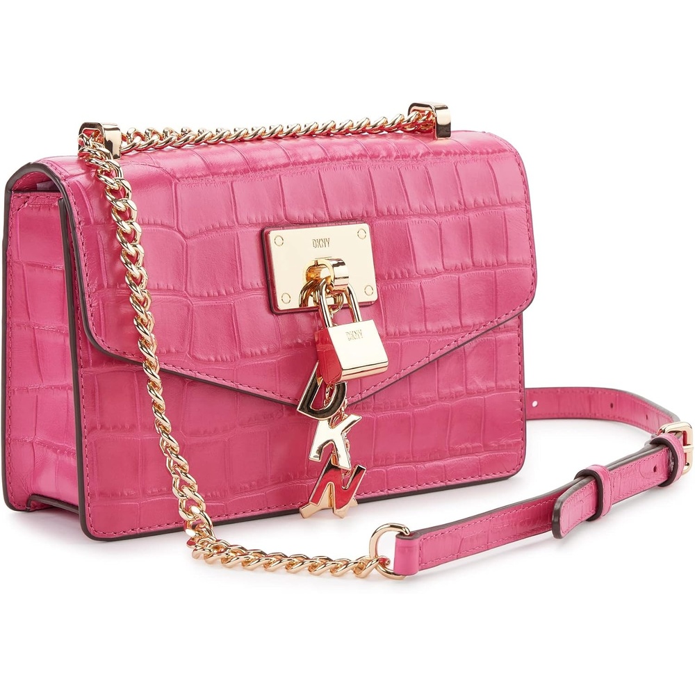 image:imageDKNY Womens Elissa Small Shoulder Bag with Logo CharmElectric Pink Multi Legacy
