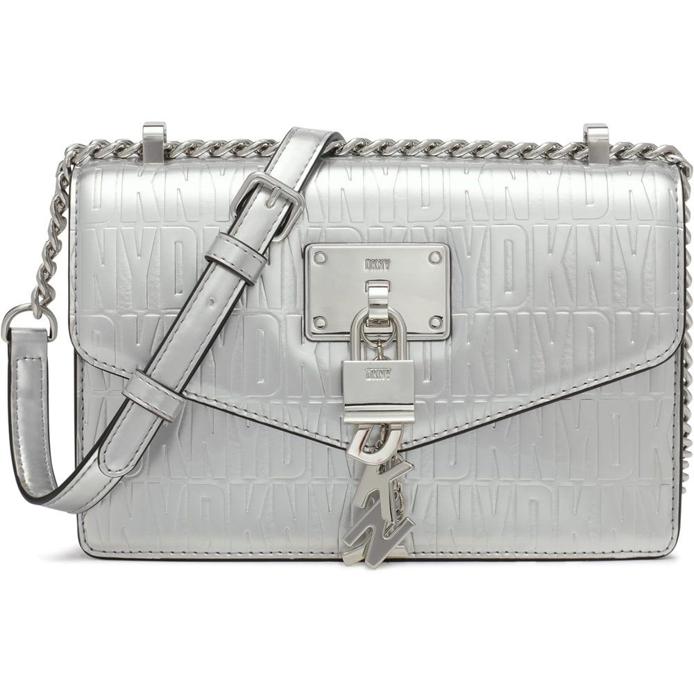 image:imageDKNY Womens Elissa Small Shoulder Bag with Logo CharmSilver Legacy