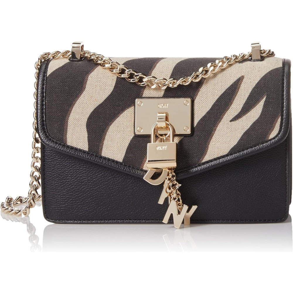 image:imageDKNY Womens Elissa Small Shoulder Bag with Logo CharmZebraBlack
