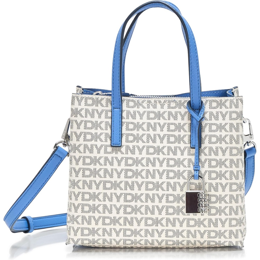 image:imageDKNY Womens Farah Logo Crossbody Satchel With Padlock CharmMarshmlowSky