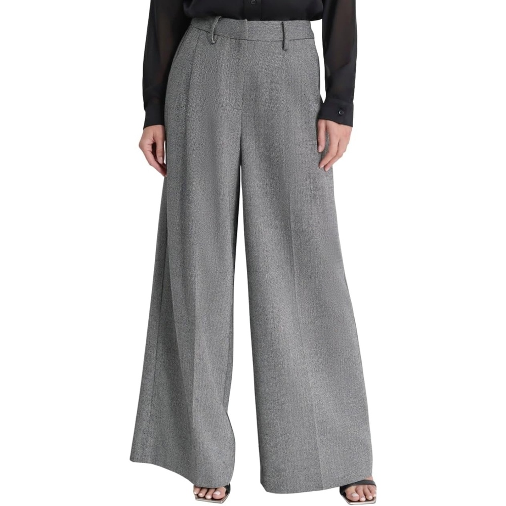 image:imageDKNY Womens Formal High Waisted Wide Leg PantBlackIvy