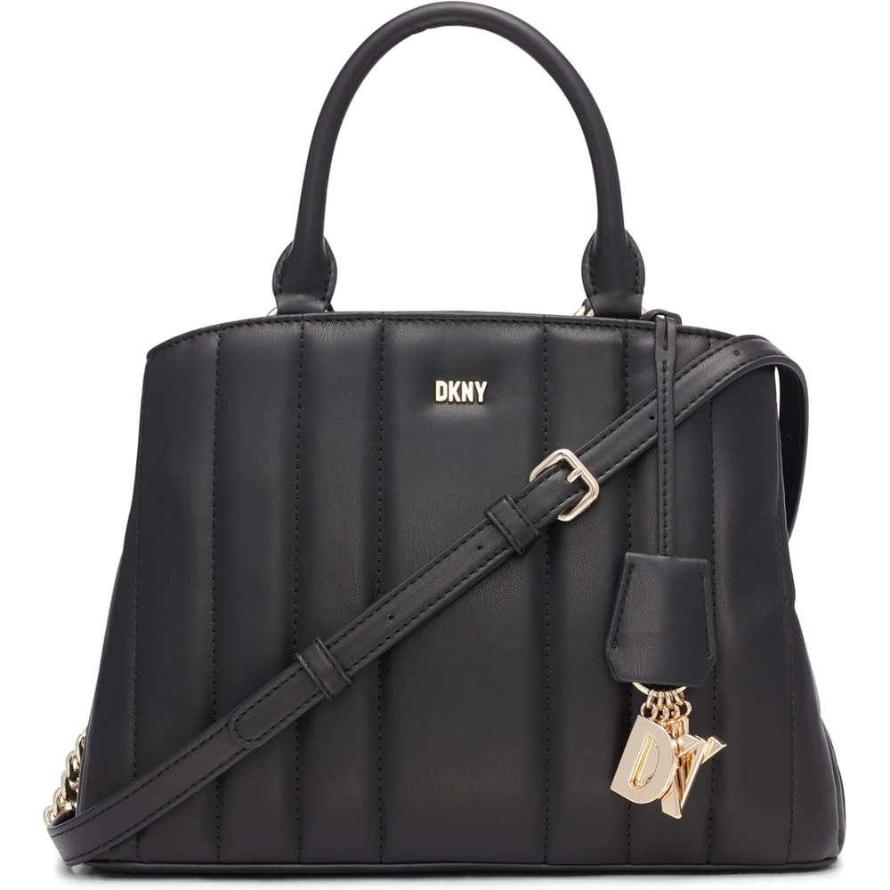 image:imageDKNY Womens Lexington Park Medium Satchel With Logo Chain BLACKGOLD One Size