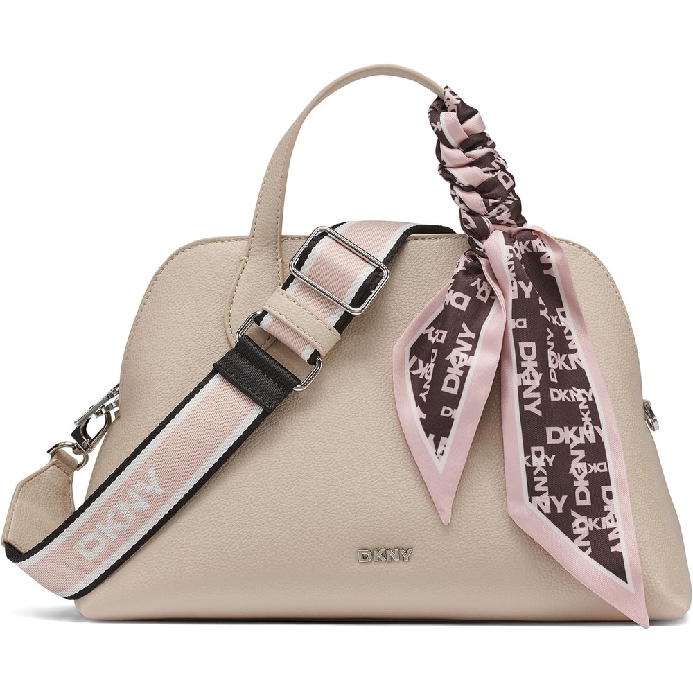 image:imageDKNY Womens Lilah Small Satchel Crossbody With ScarfLight Taupe