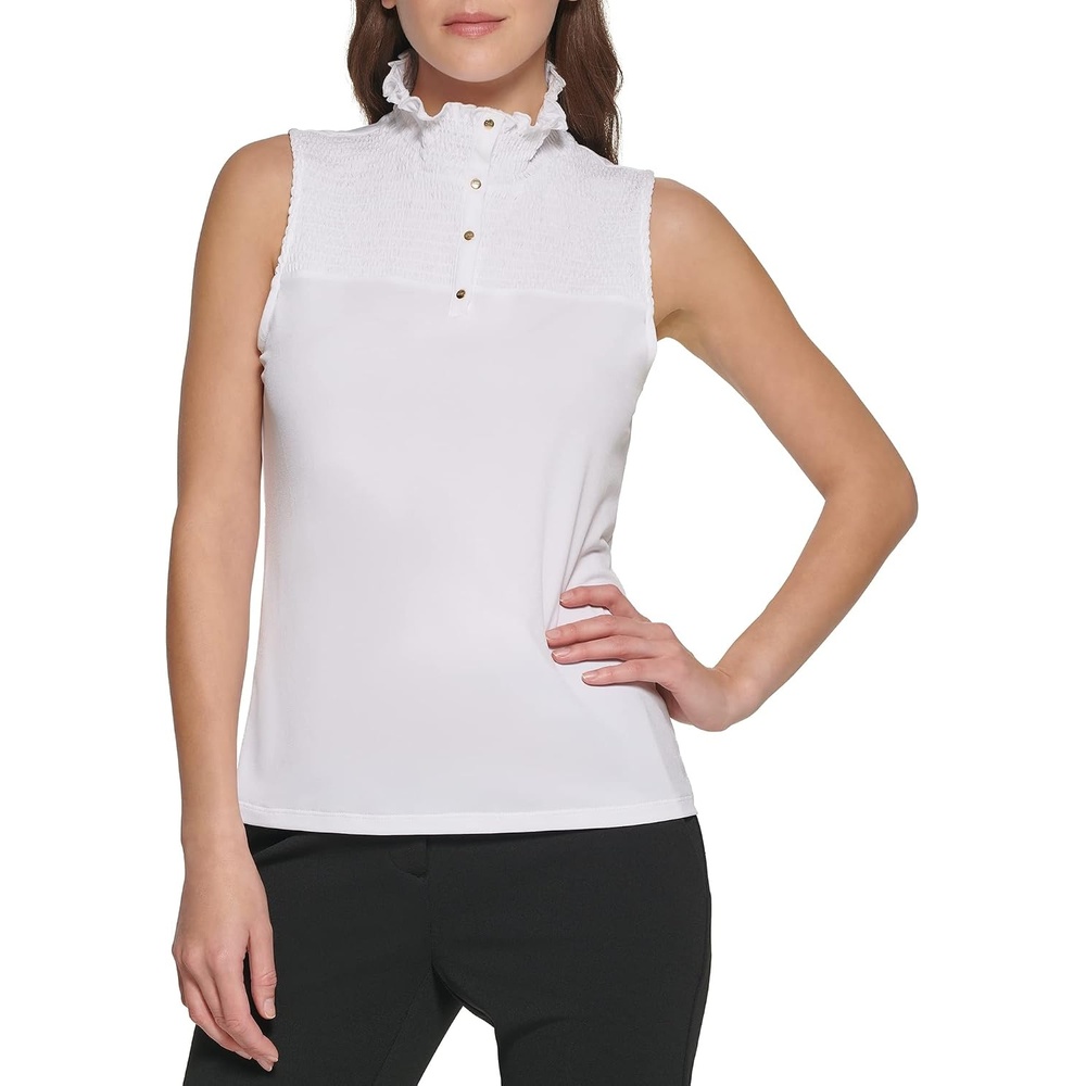image:imageDKNY Womens Long Sleeve Cutout Knit BlouseBright White