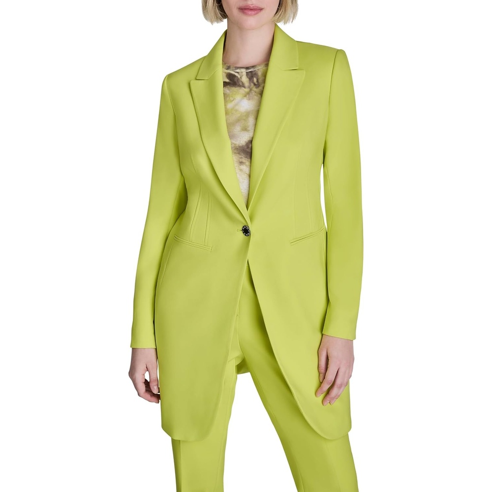 image:imageDKNY Womens Long Sleeve Notch Collar One Button JacketLimeade