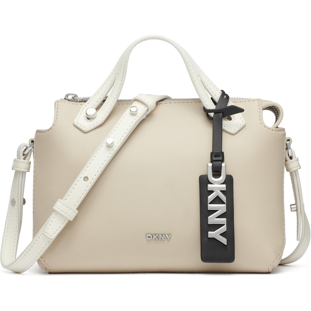 image:imageDKNY Womens Louisa Small Satchel Bag With Adjustable Straps and Logo TagLight Taupe Combo