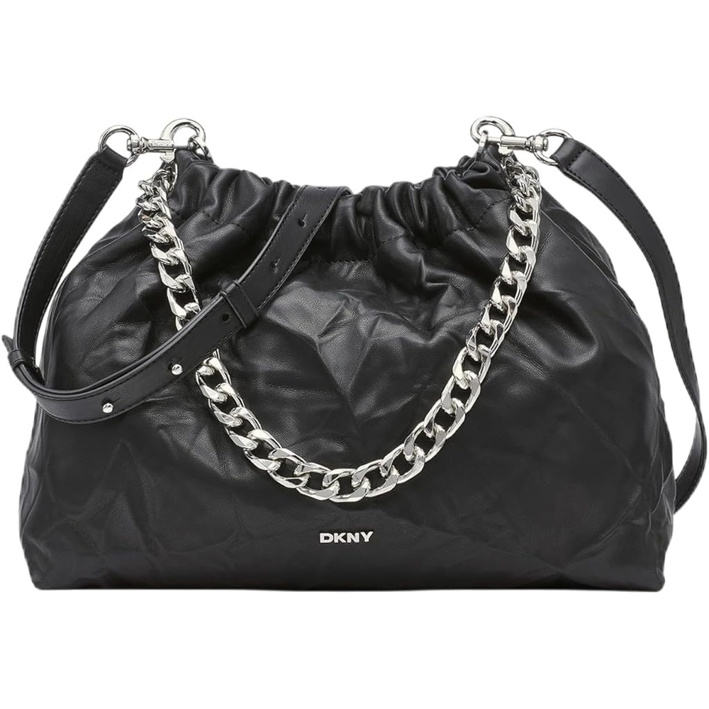 image:imageDKNY Womens Lumi Slouchy CrossbodyBlackSilver