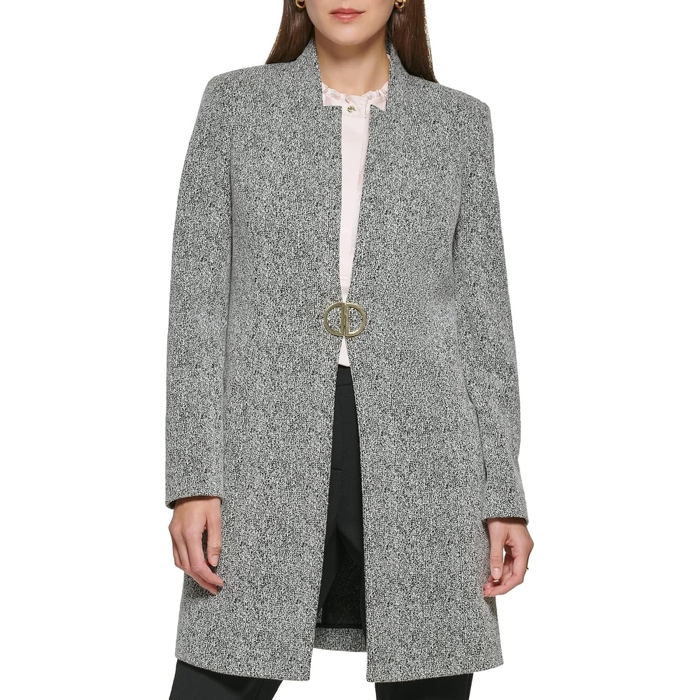 image:imageDKNY Womens Novelty Metallic Monogram Detail JacketBlackWhite