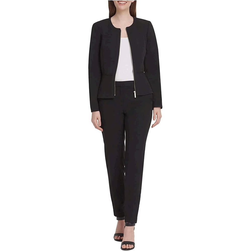 image:imageDKNY Womens Peplum Zip Front Blazer JacketBlackGold