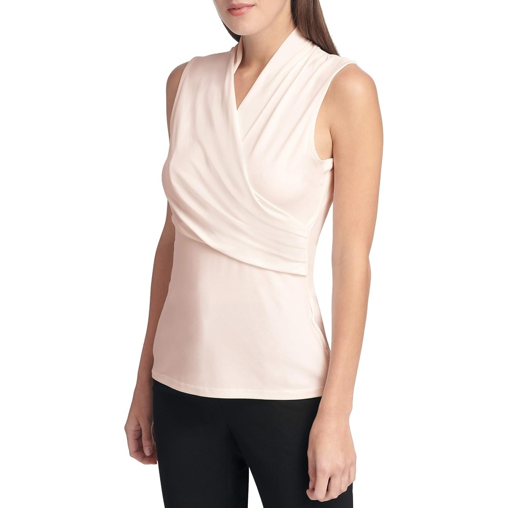 image:imageDKNY Womens Sleeveless Crossover BlouseShell