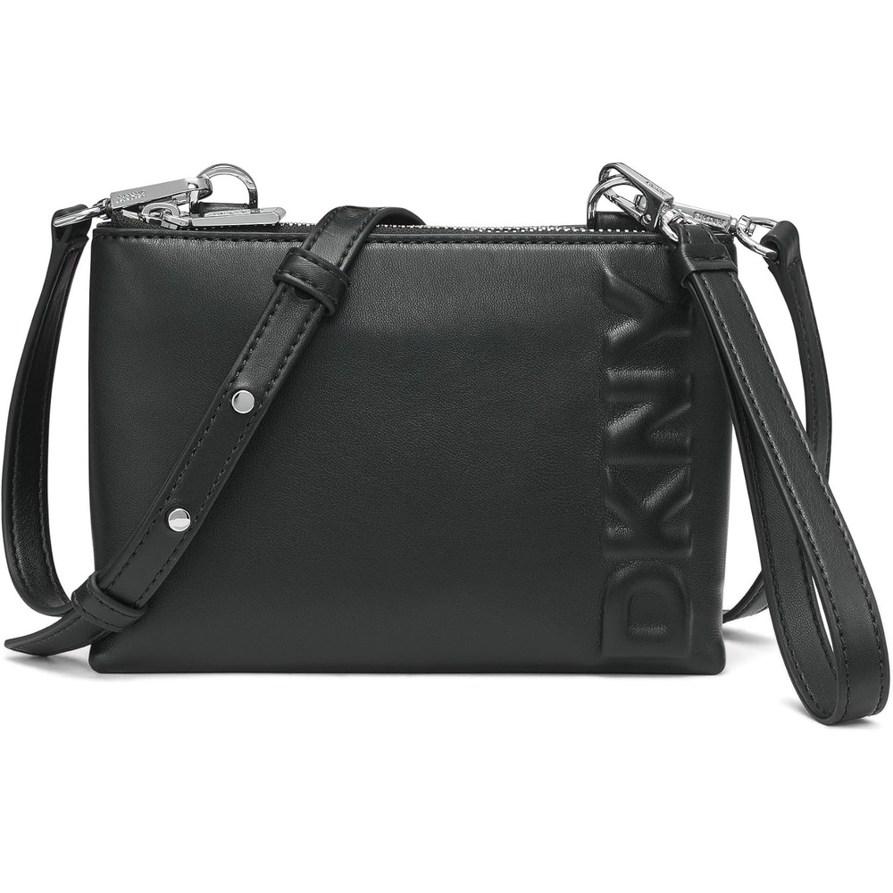 image:imageDKNY Womens Tinsley Small Wristlet CrossbodyBlackSilver