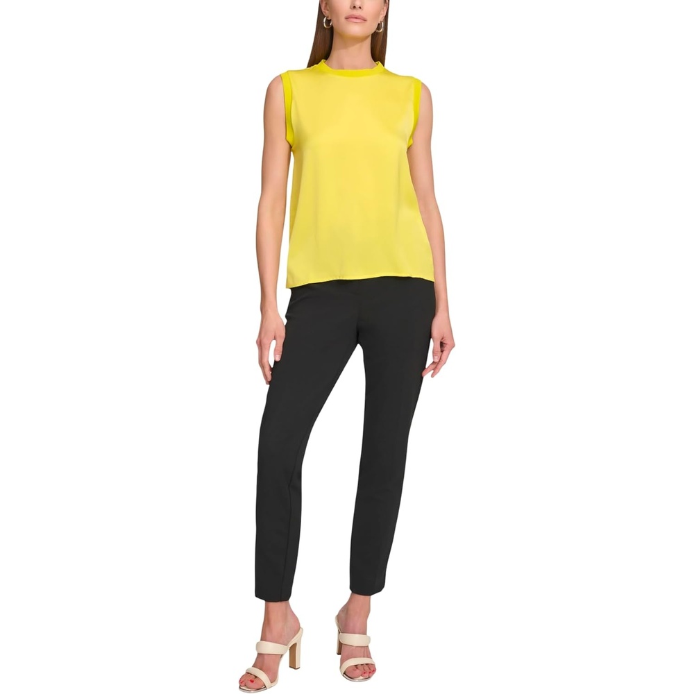 image:imageDKNY womens Dkny Womens Ribtrim Satin Sleeveless TopFlouro Yellow