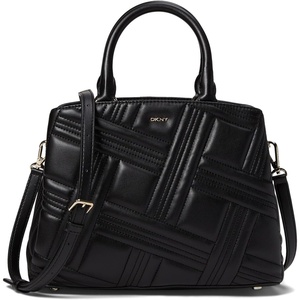 DKNY Women’s Allen Medium Satchel(Black/Gold)