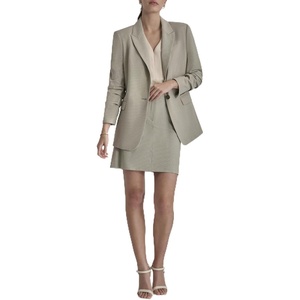 DKNY Women’s Business Casual One-Button Blazer(Light Fatigue/White)