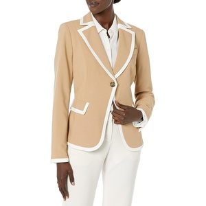 DKNY Women’s Business Casual One-Button Blazer(Wheat/White)