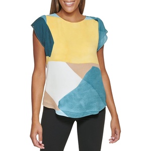 DKNY Women’s Cap Sleeve Business Casual Blouse(Eucalyptus Combo)