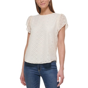 DKNY Women’s Cap Sleeve Business Casual Blouse(Ivory)