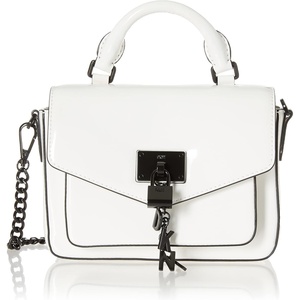DKNY Women’s Elissa Mini Satchel With Logo Charm(Optic White)