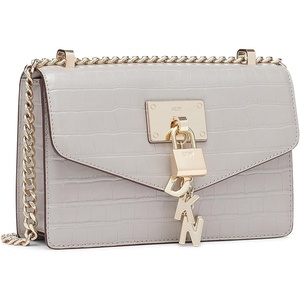 DKNY Women’s Elissa Small Shoulder Bag with Logo Charm(Gravel)
